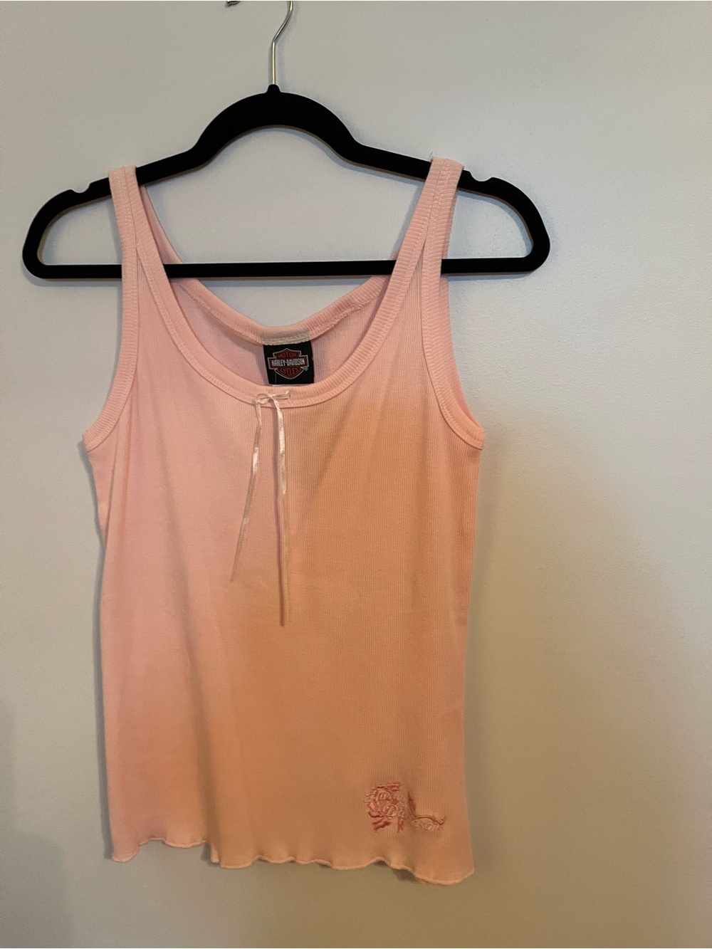 Harley-Davidson Light Pink Ribbed Tank with Front Tie